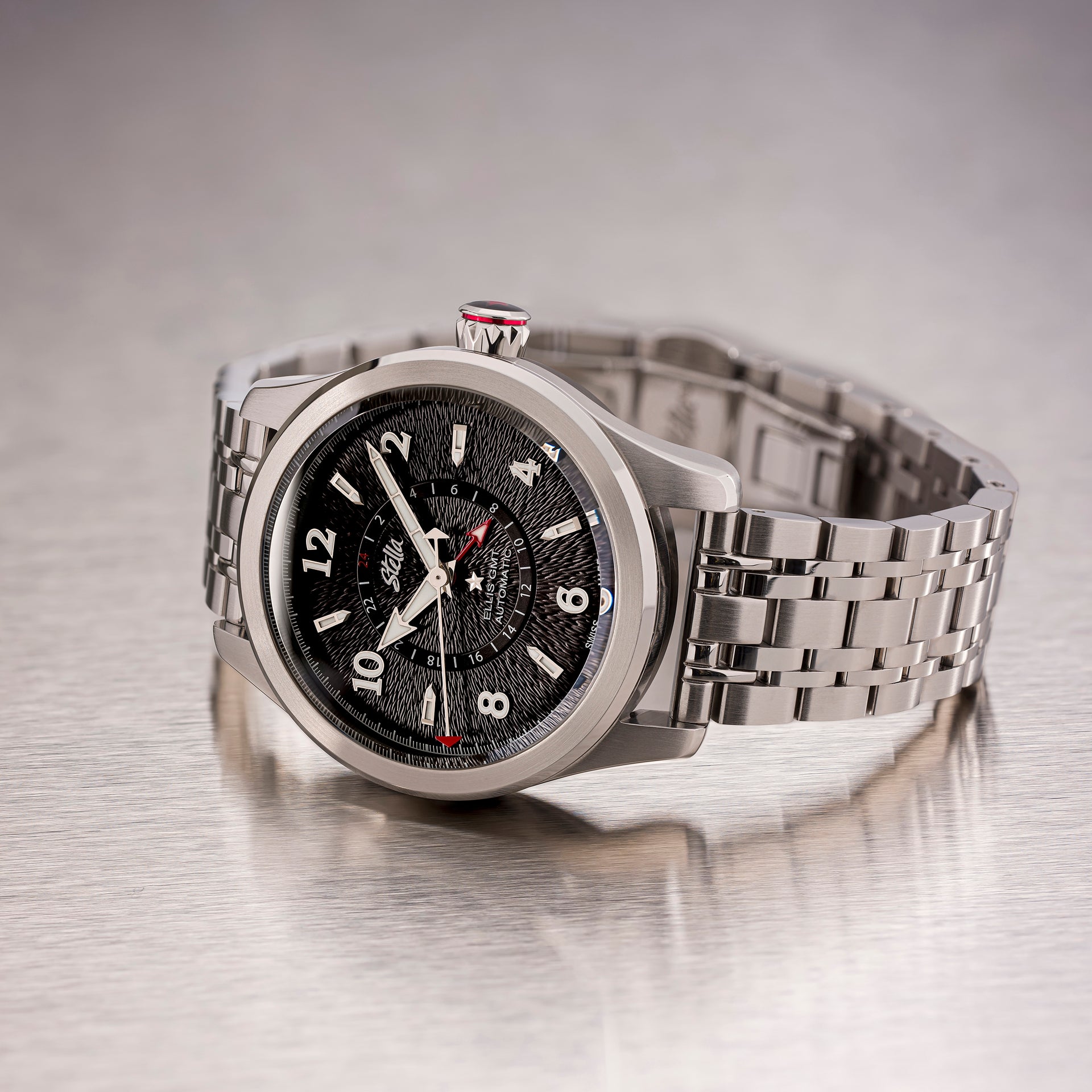 ELLIS GMT Black Adjustable Link Bracelet (fits wrists from to Steel